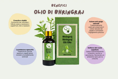 Olio di Bhringraj Puro 100% 50 ml – Olio Ayurvedico per Capelli Nutriente, Rinforzante e Contrasto Capelli Secchi e Fragili