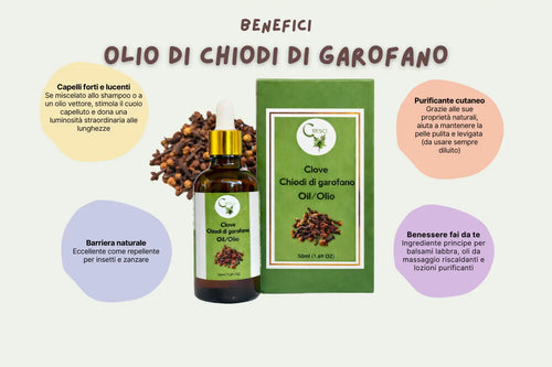 Olio di Chiodi di Garofano 100% Puro 50ml - Stimolante Pelle e Capelli