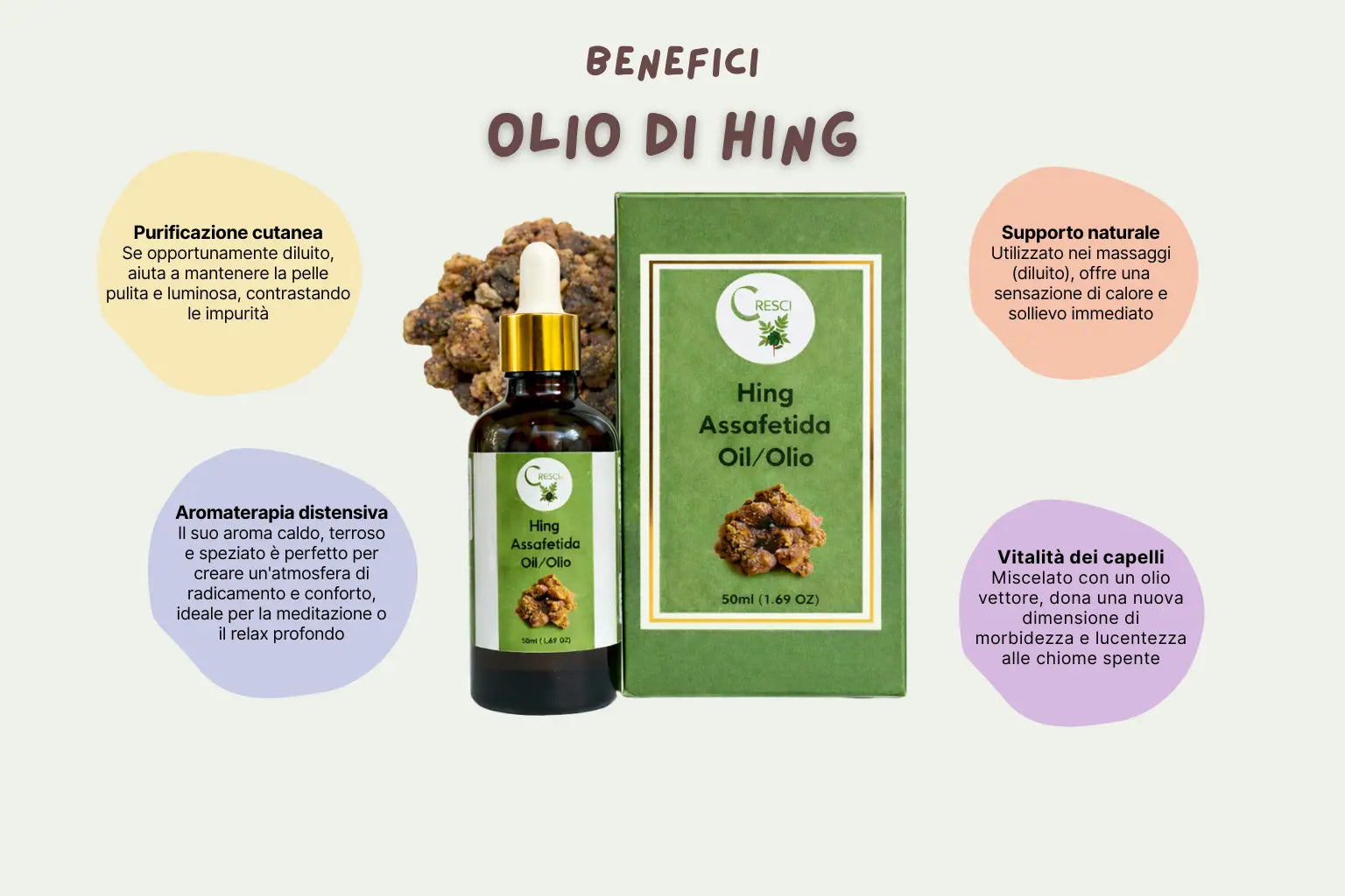 Olio Essenziale di Hing 100% Puro - Assafetida Ferula - Aroma Terroso e Benessere