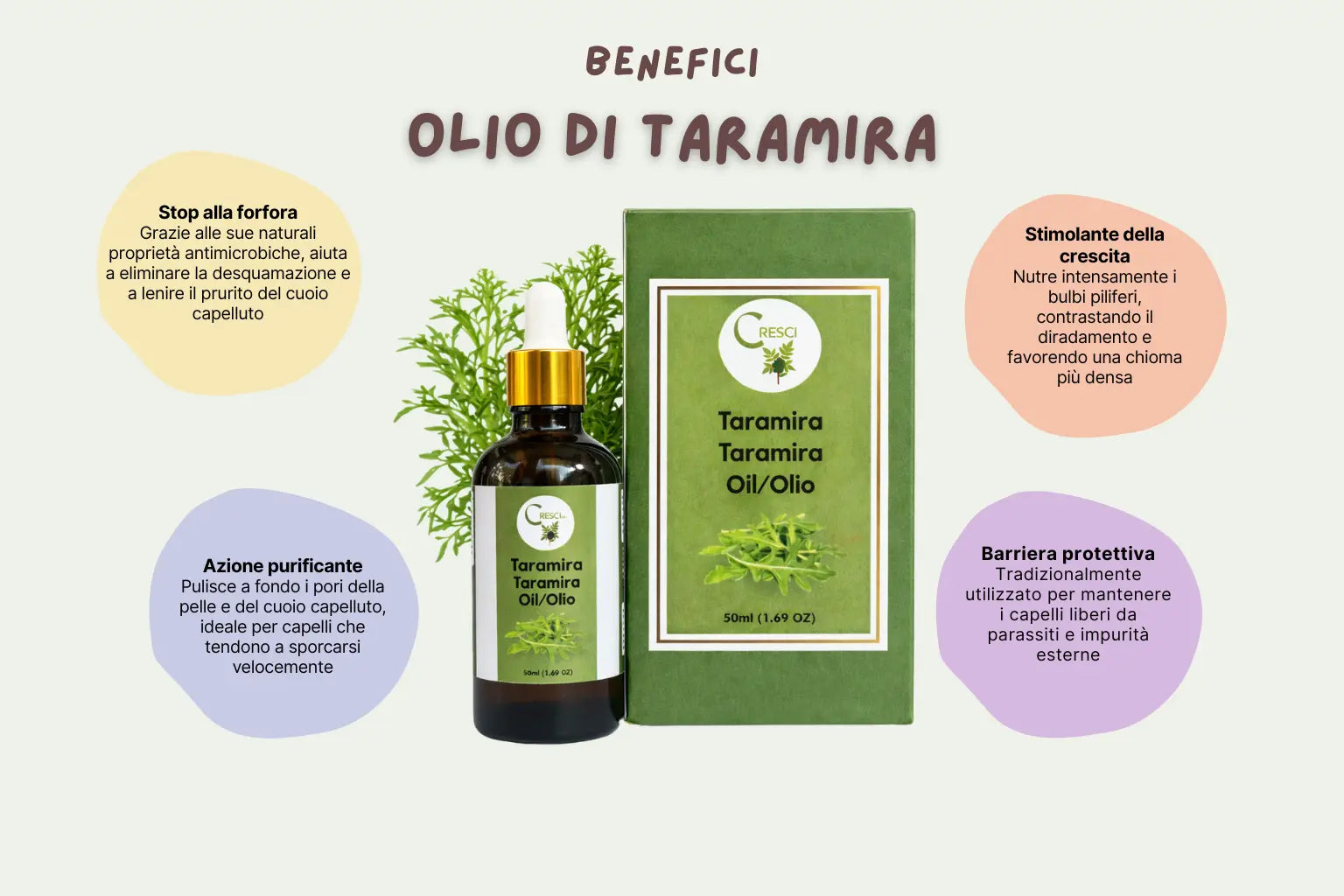 Olio di Taramira 100% Puro 50ml - Jamba Oil per Capelli Anti-Forfora e Caduta