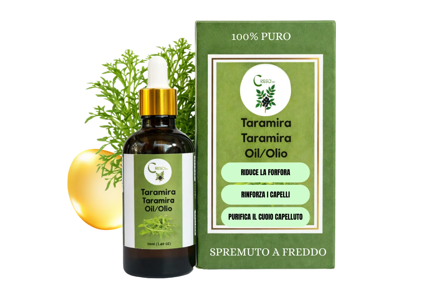 Olio di Taramira 100% Puro 50ml - Jamba Oil per Capelli Anti-Forfora e Caduta